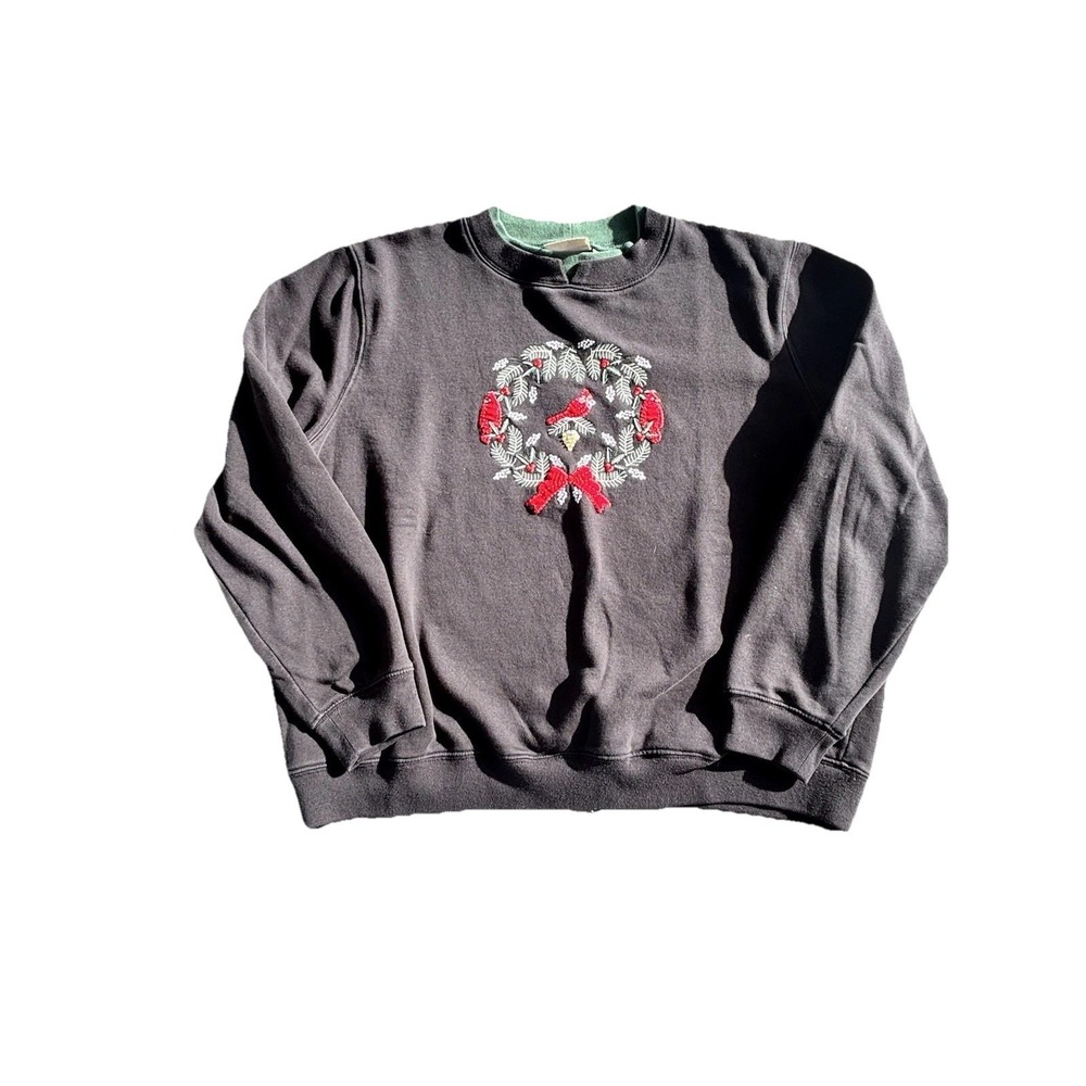 Baxter & Wells Vintage Sweatshirt Embroidered Cardinal Size XL Holiday